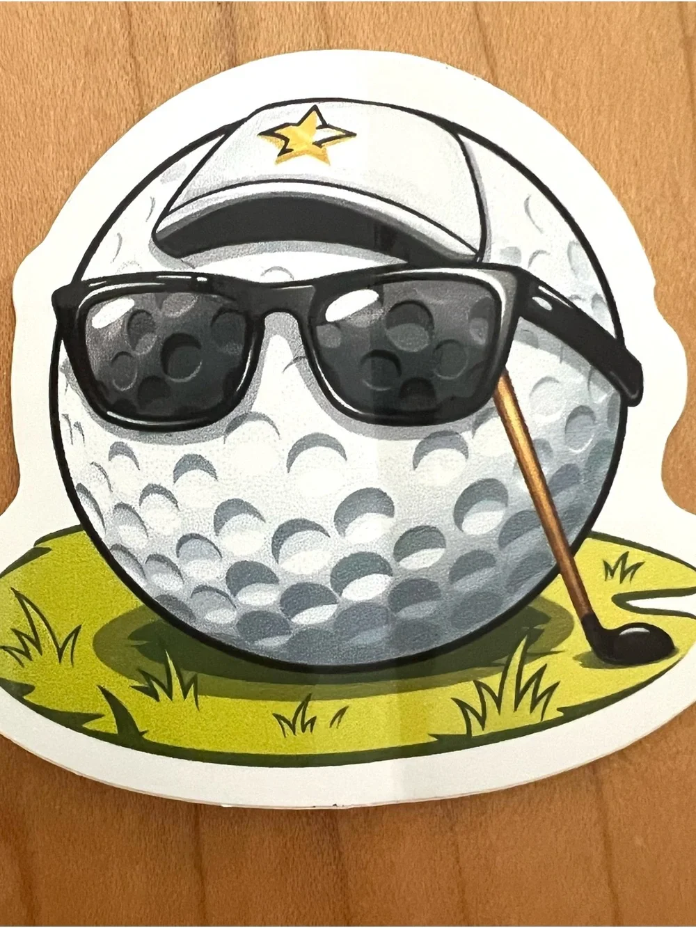 Cool Golf Ball Sticker with Sunglasses and Hat
